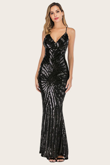 Vestido de baile longo de sereia preta